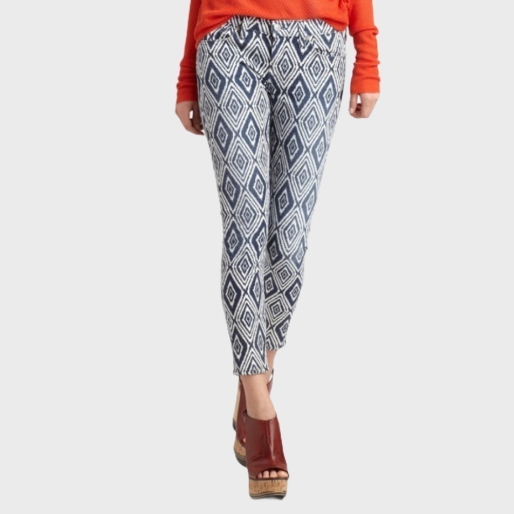 7 For All Mankind Crop Skinny Diamond Print Jeans